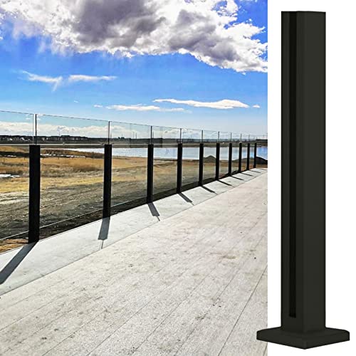 Poteau de garde-corps en verre noir en acier inoxydable hauteur 65cm à 95cm pour balcon