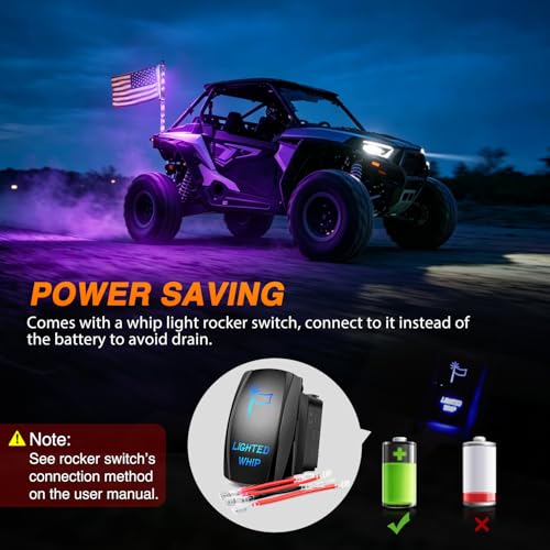 Image of Nilight LED Whip Light 1PC 3FT Spiral RGB Antenna Whips with Spring Base, App /Remote Control DIY Chasing Patterns Brake & Reverse Lights for Side by Side ATV UTV RZR Can-Am Buggy Jeep