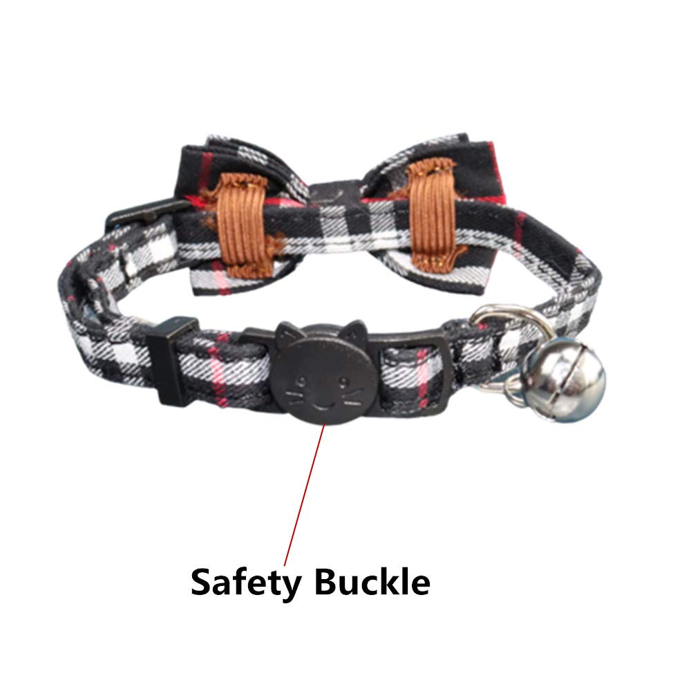 Collier Pour Chat Personnalisable Avec Code QR - Velours Doux, Nœud Papillon Et Clochette Amovibles - Noir