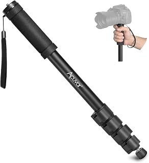 Acuvar 62' Inch Monopod with Integrated Safety Strap and 4 Section Extending Pole for All Digital Cameras, DSLR, Mirrorless, Compact Cameras, Camcorders & Cell Phones