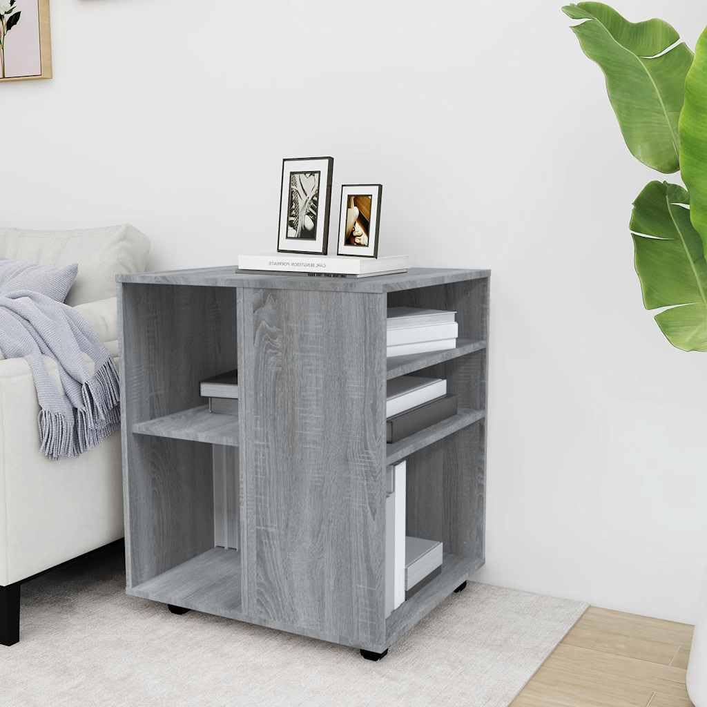 Rollschrank Grau Sonoma 60x53x72 cm Holzwerkstoff, rollcontainer, aktenschrank, aufbewahrungsschrank, stauraum, büro, Ordnung, mobil für Drucker, Unterlagen und Zubehör