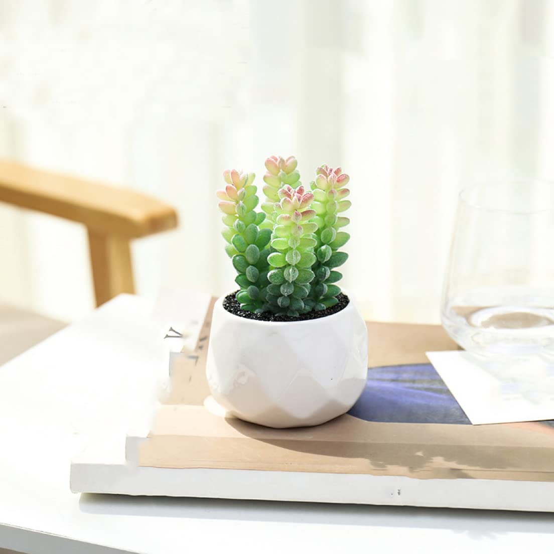 Amazon｜HGJH フェイクグリーン ミニ 人工観葉植物 造花 人工多肉植物 