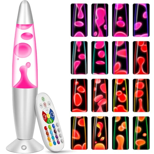 KIKILIVE lavalampe kinder mit farbwechsel lavalampen Erwachsene 17 farben Nachttischlampen LED Nachtlicht entspannende ideal für Schlafzimmer, Wohnzimmer, Home Decor