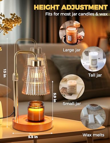 Candle Warmer Lamp with Timer Dimmable, Birthday Gifts for Women Mom, House Warming Gifts New Home Decor, Wax Melt Warmer for Jar Candles