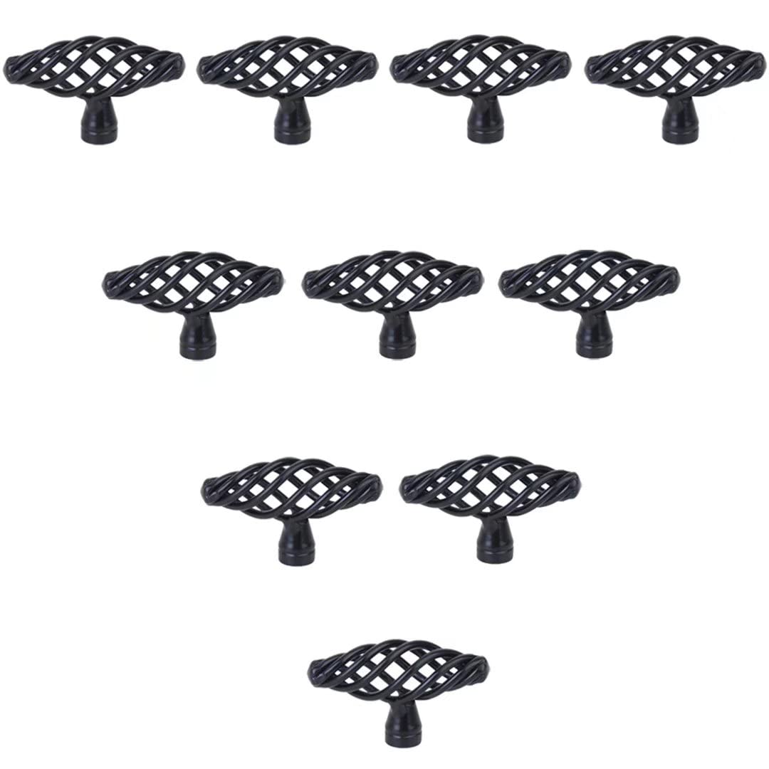 Creatwls Random,Black 10Pcs Vintage Black Bird Cage Spiral Shape Cabinet Knob Cupboard Drawer Pull Handle For Cupboard, Kitchen And Bathroom Cabinets, Closet,Wardrobe,Shutters, Etc