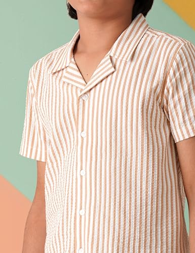 Image of Amazon Brand - Symbol Kids Boy's Half Sleeves Striper Regular Fit Shirt