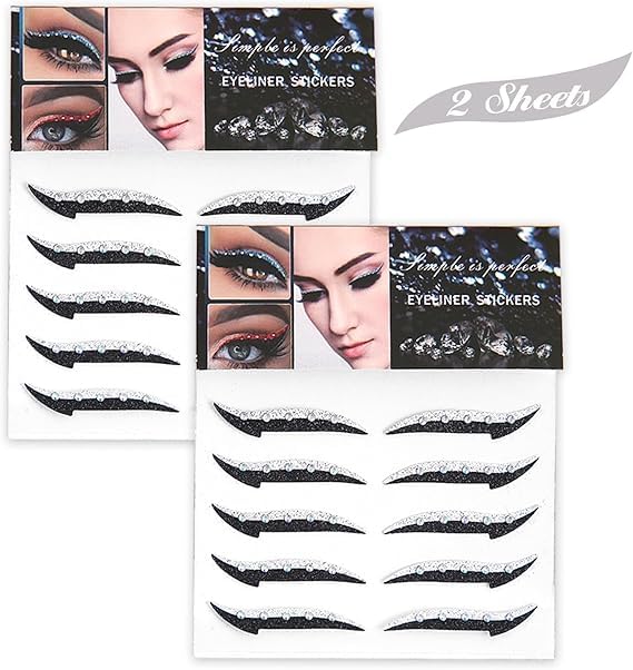 Glitter Eyeliner Stickers con Rhinestones Adhesive, 10 pares miniatura 2