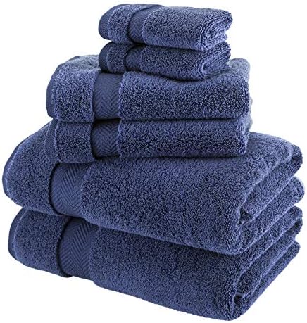 Towels Beyond 6 Piece Bath Towel Set - Ultra Soft Zero Twist Luxury Plush Quality Hotel and Spa Towels Made with 100% Turkish Cotton (Navy)