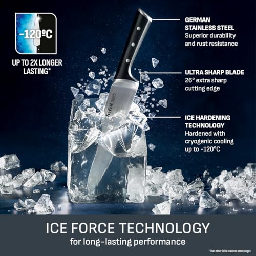 Tefal Ice Force 7-Pieces Knives Block Set, Superior Long-Lasting Sharpness, German Stainless Steel Blades, Ideal for Precision Cutting, Ergonomic Handles, Perfect for Home Chefs, K232S714 - Image 2