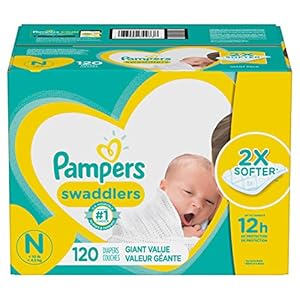 Baby Diapers Newborn/Size 0 (< 10 lb), 120 Count – Pampers Swaddlers, ONE MONTH SUPPLY (Packaging May Vary)