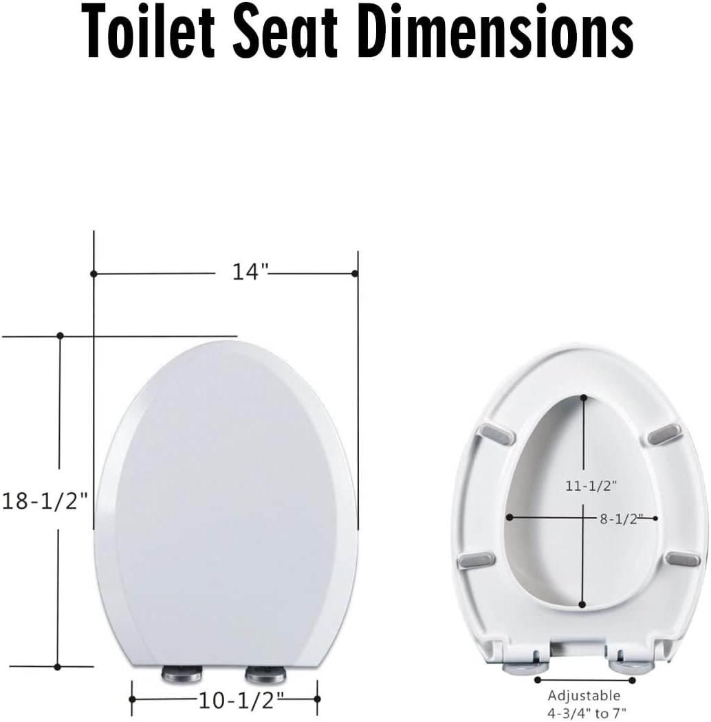 SouNor TU901 Elongated Toilet Seat Universal Seat Cover Lid Slow Soft Quiet Close Easy Clean and Install with Non-Slip Seat Bumpers Durable UF Materials, White.