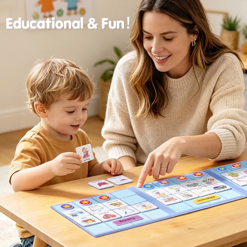 Image of Visual Schedule for Kids, 170 Magnetic Visual Cards & Tri-Fold Magnetic Board, Daily Routine Chart for Autism ADHD, Toddler Morning Bedtime Chore Planner for Home Classroom, Visual Routine Board for Nonverbal Special Needs Children