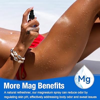 Magnesium Spray, Pure Magnesium Oil Spray for Feet, Natural Ingredient in Glass Bottle, Easy to Absorb and Use 2Pack