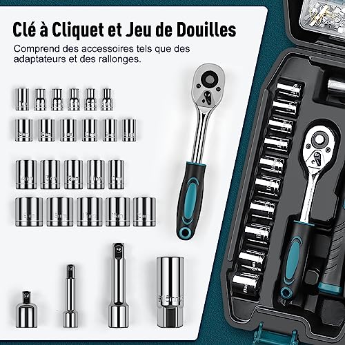 Malette outils complet 281 pieces avec ensemble de cles a douille metrique - 4