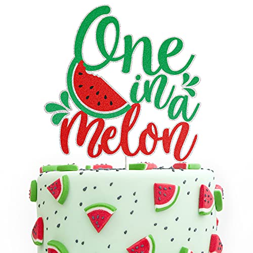 One In A Melon 1St Birthday Cake Topper 1 Year Old Watermelon Themed Party Cake Decor Summer Fruit Themed Party Supplies For Boys Girls Birthday Party