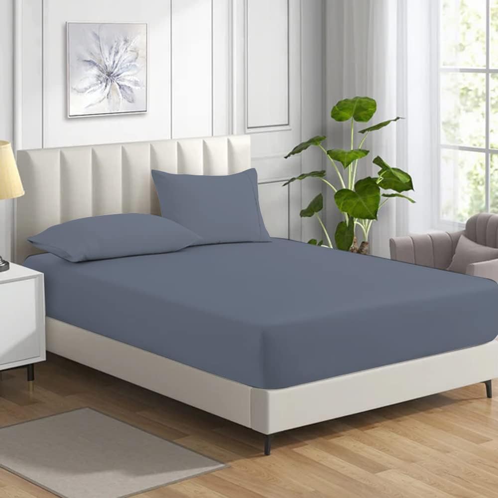 Bella Nights Grey Fitted Sheet 100% Polycotton – Deep Pocket 25Cm, Soft Brushed, Durable & Comfortable Bed Sheet – Easy Care Bedding (, King)