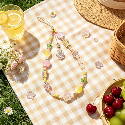 Image of Beaded Camera Wrist Strap Cute Digital Camera Charm Lanyard, Phone Wristlet Charms, Phone Chain for Camera
