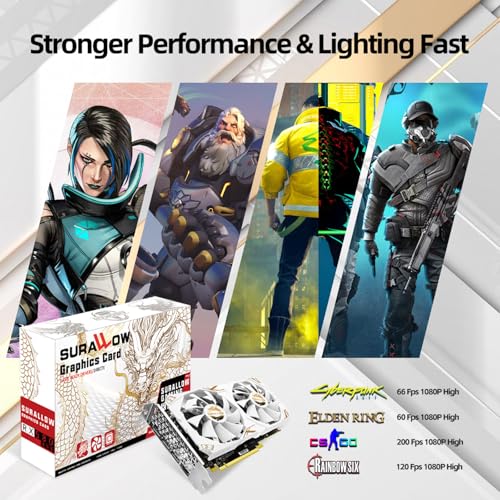 Image of SURALLOW RX 580 8GB Graphics Card, 2048SP,GDDR5,256 Bit Graphics Card for Gaming PC,PCIE 3.0,Twin Freeze Fans Computer Video Card with HDMI /DP /Ports