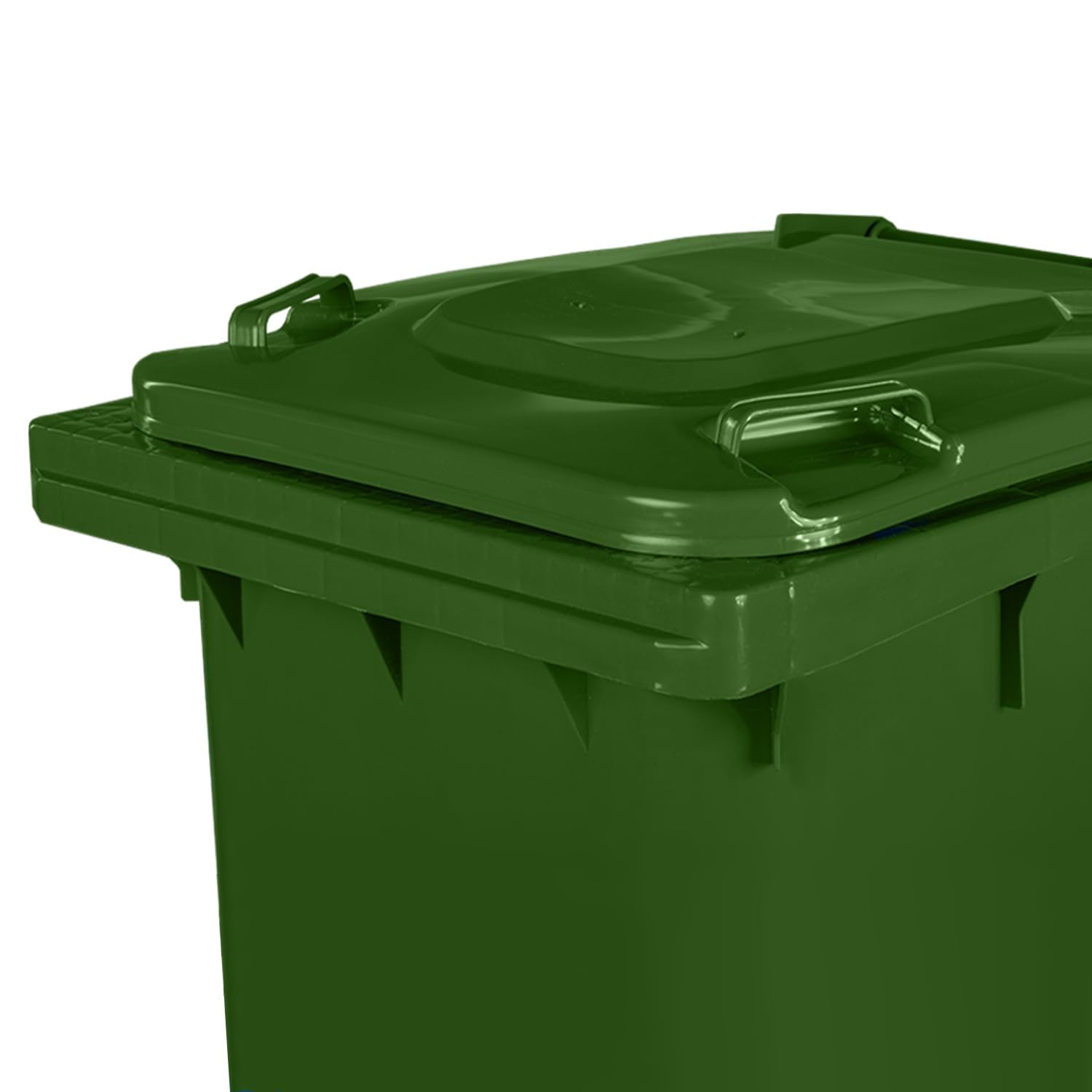 IMJ-Global - Cubo de Basura Alto Grande 120 Litros PN-EN 840 con Ruedas y Sistema de Enganche Mecánico de Recogida, Cubos de Basura de Reciclaje Contenedor Basurero en Plástico (Verde)