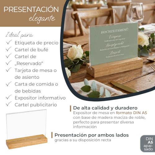 Portamenús de sobremesa A5 apaisado para mesas de restaurante y eventos 3