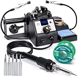 YIHUA 926LED IV 60W Digital Soldering Iron Station Kit w Temperature Stabilization for Soldering & Desoldering w Helping Hands 5 Soldering Iron Tips Lead-Free Solder （UK Plug）