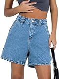 High waisted design for added: The jean shorts womens high waisted helps to elongate your legs and accentuate your waist, creating a more polished and put-together look. Button-down closure for a stylish detail: This not only adds interest visual but...