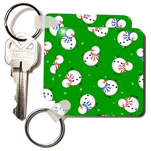Porte-clés bonhomme de neige mignon imprimé vert 3drose 5,7 x 11,4 cm lot de 2