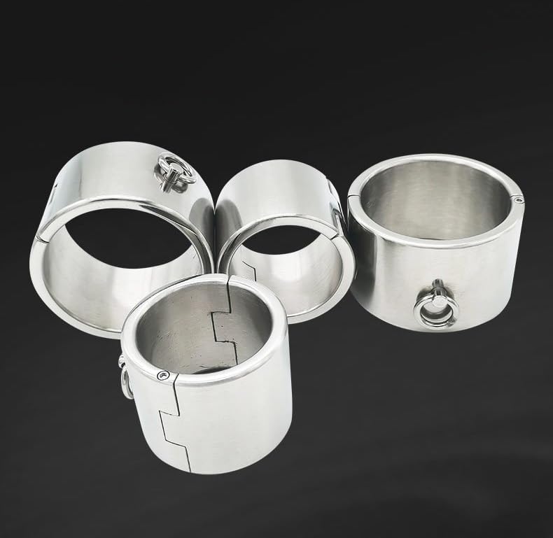 Abschließbar Schwere Metall Handschellen Halsband Fetisch SM Handcuffs Sex Bondage Set BDSM Fesseln Sklave Edelstahl Fußfesseln Bett SM Sexspielzeuge Für Männer Frauen Paare