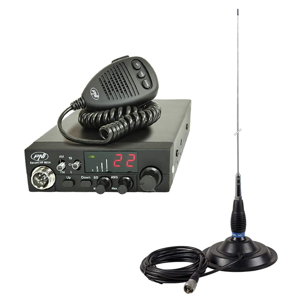 Kit Station Radio CB ESCORT HP 8001L ASQ Avec Casque HS81 + Antenne CB ML160 Avec Aimant De 145 Mm Longueur 155 Cm