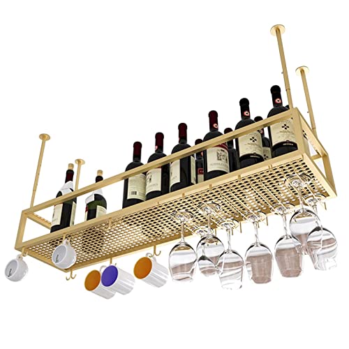 Étagère suspendue pour verres de luxe en métal doré et casier à vin chic