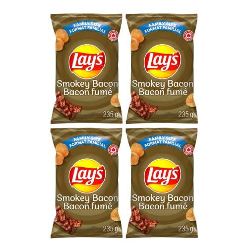 Lays Smokey Bacon Potato Chips Family Bag 235G/8.2Oz (Pack Of 4) Shipped From Canada #TOP15