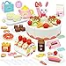 HERSITY 85 Piezas Alimentos de Juguete Corte de Frutas y Alimentos Pastel de Cumpleaños de Juguete con Vela y Música Regalos para Niños Niñas 3 4 5 6 Años