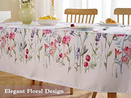 Sastybale Spring Tablecloth For Rectangle Tables, Spill Proof & Washable Floral Table Cloth With Watercolor Wild Flowers, Easter Table Cover For Outdoor Picnic, Dinner Decor (Rectangle, 60" X 84") #TOP3