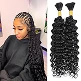 Water Wave Bulk hair for Braiding Wet and Wavy Micro Braiding No Weft synthetic Water Wave Braiding Hair Extensions for Box Boho Braids 150g 2Bundle/Pack Natural Color (20 Inch #1B)