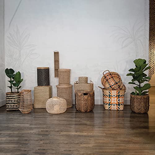 Bloomingville Hand-Woven Bamboo Lantern with Jute Handle & Glass Insert, Natural Candle Holder - Image 3