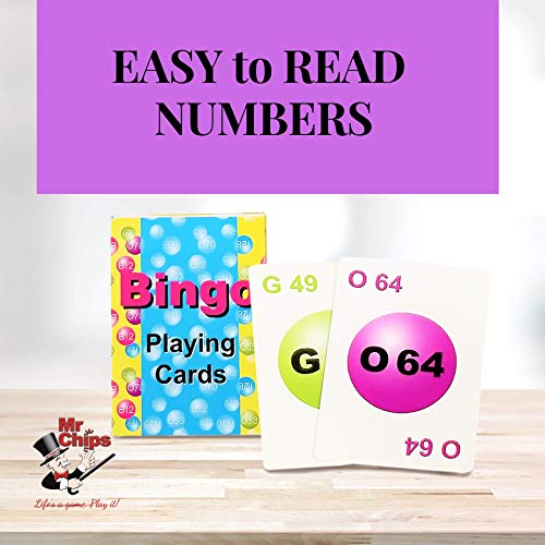 Mr Chips Professional Plastic Coated Bingo Playing Cards - 75 Deck Of Cards - Colorful #TOP3