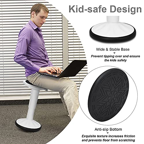 Image of Giantex Wobble Stools for Classroom Seating, Wiggle Stool with Adjustable Height, 24 inch Active Learning Stool, Sitting Balance Chair for School, Office Stand Up, Flexible Seating Wobble Chair (White)