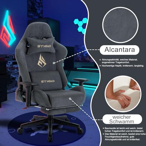 Symino Gaming Stuhl, Atmungsaktiver Bürostuhl aus Wildlederimitat Stoff, So Weich Wie Pelz...