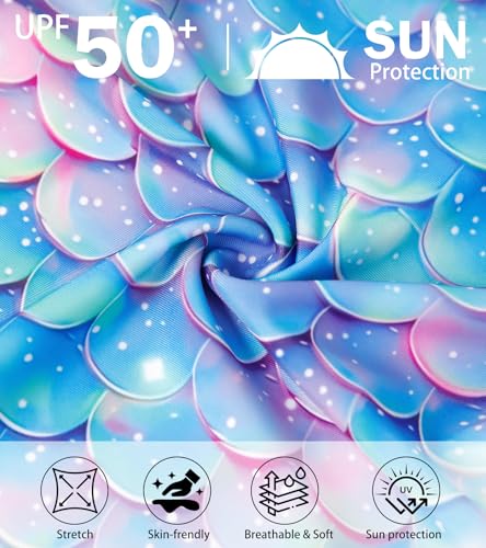 Image of UNIFACO Toddler Girls Swimsuit Rashguard Set Summer Beach Breathable Tankini with UPF 50+ Sun Protection 2-8T