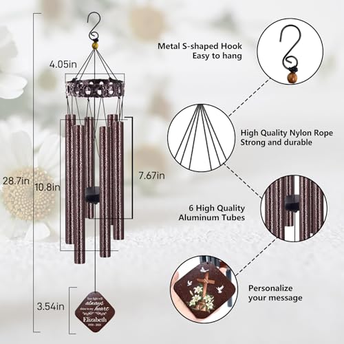 Image of ASTARIN Personalized Memorial Wind Chimes, Customized Wind Chime for Loss of Loved One /Mother /Father, Wind Chimes for Outside Garden Decoration, Sympathy Gifts for Women /Man