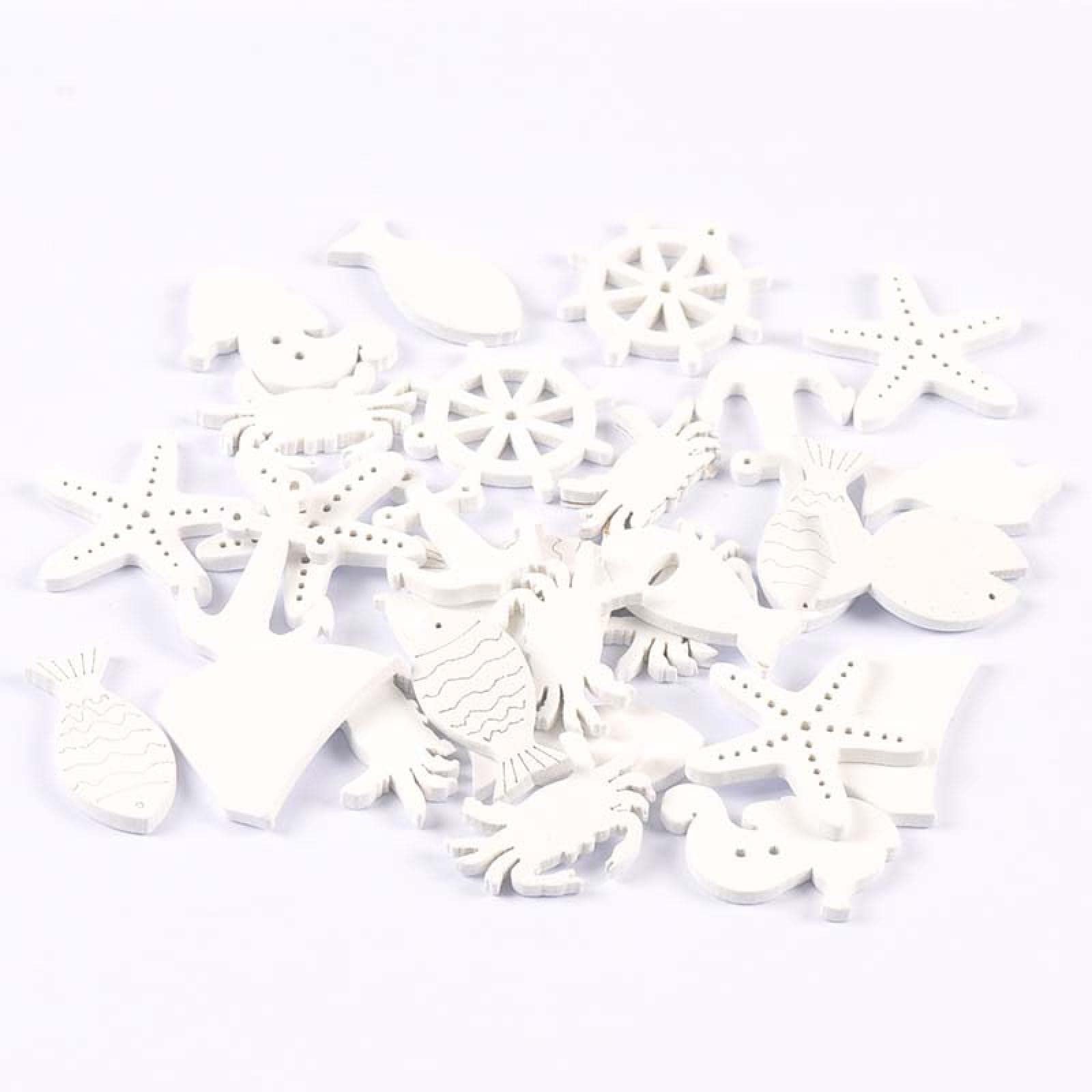 Coquillages de mer en bois naturel blanc pour scrapbooking océan et décoration de maison