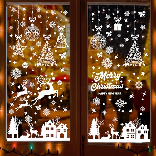 192 Fensterbilder Weihnachten Selbstklebend, Weiß Fensterdeko,...