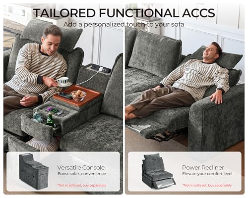 Image of Oversized Modular Sectional Sofa, Comfy Cloud Couch with Reversible Chaises Extra Deep U-Shaped Sleeper Sofa Bed for Living Room, Covers Washable, 6-Seater with 2 Corners, Chenille, Grey