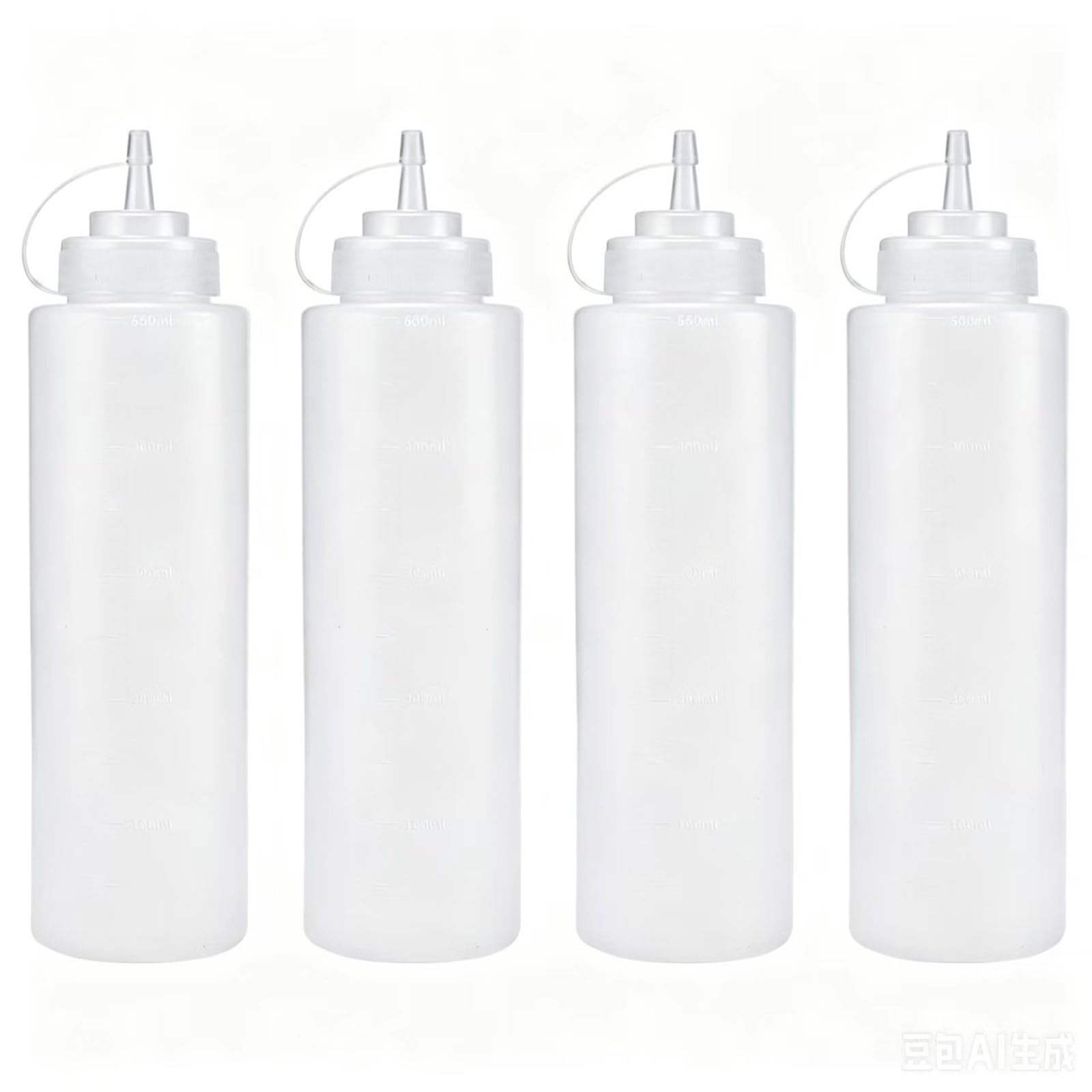 Savorella Clear 4Pack Squeeze Bottle-22Oz/650Ml Plastic Squeezy Sauce Bottles With Cap, Squeeze Condiment Bottle Dispensing Ketchup Bottle For Sauce For Ketchup, Bbq, Sauces, Syrup, Dressings (4, 650, Millilitres)