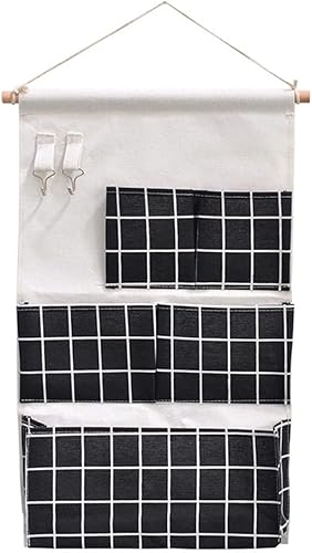 Miniatura 9 de Inicio Bolsa colgante multifuncional Cesta colgante de tela para dormitorio Organizador misceláneo Bolsa colgante de pared de baño Bolsa detrás de