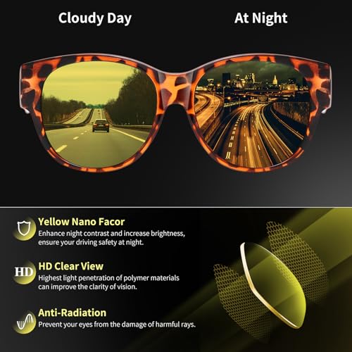Image of GEGURI Polarized Sunglasses Fit Over Glasses for Men Women, Oversized Square Sun Glasses UV400 Protection Shades
