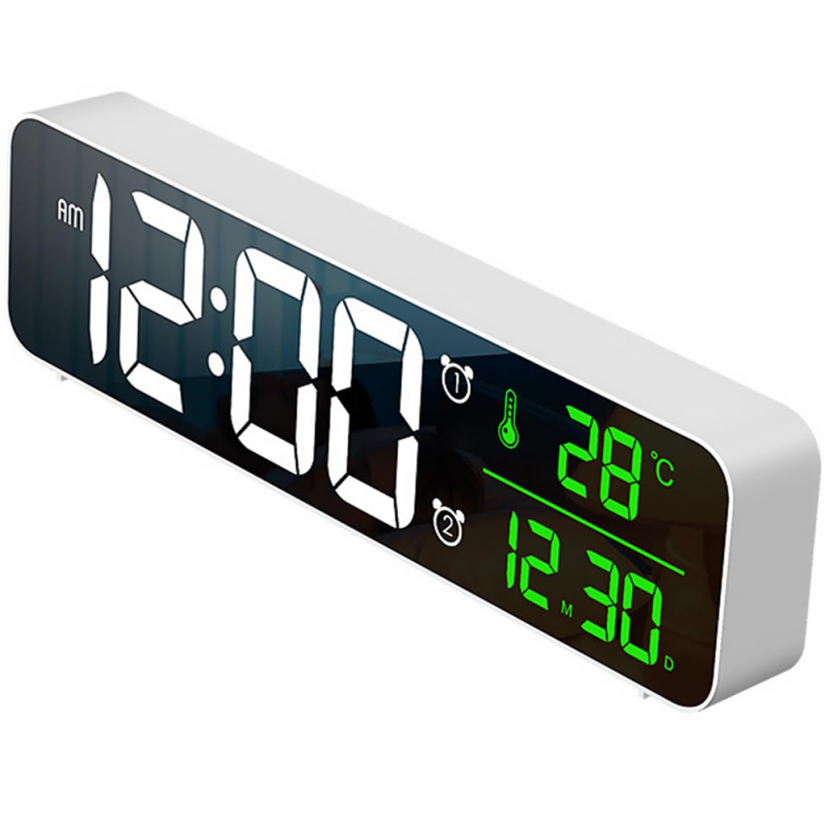 Reloj Despertador Digital LED Blanco 5 Niveles de Brillo Ajustable y 40 Melodías Clásicas para Decoración del Hogar y Uso Enchufable