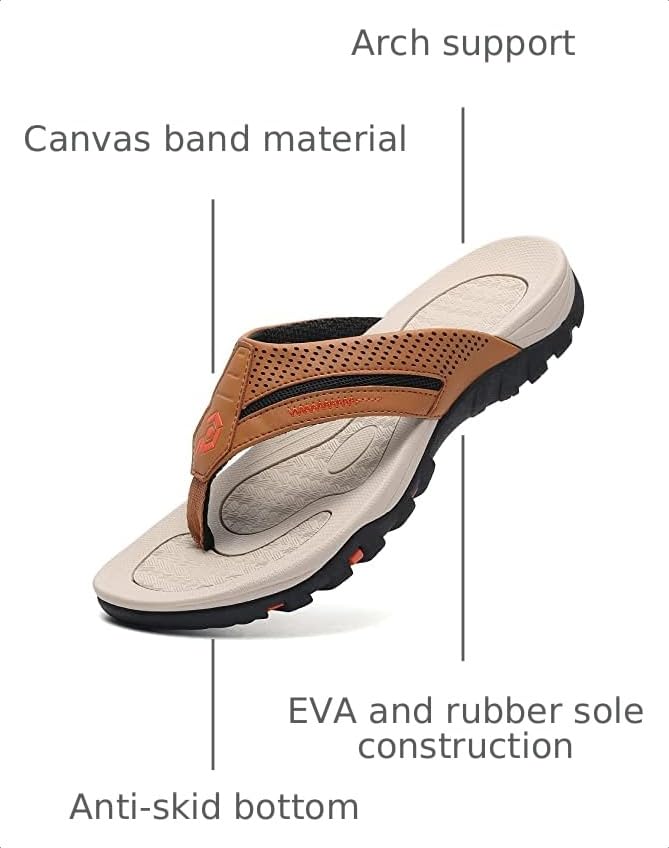 Image of Men's Flip-Flops, Thongs Sandals Durable Comfort Slippers for Beach