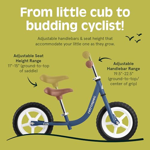 Image of Retrospec Cub Toddler Balance Bike for Ages 18 Months - 3 Years - 12in No-Pedal Beginner Bicycle with Adjustable Seat, Puncture-Proof Tires & Safe Low Frame Design
