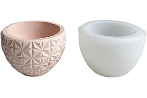Diamond Texture Concrete Flower Pot Silicone Mold Plaster Succulent Planter Vase Mold...